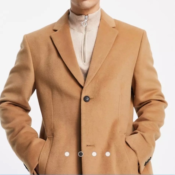 Topman Wool Blend Long Button Down Jacket - Picture 2 of 13